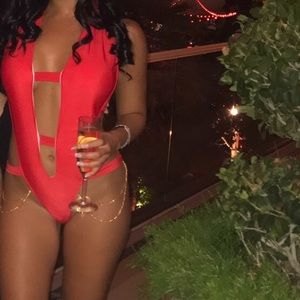 Red one piece swimsuit